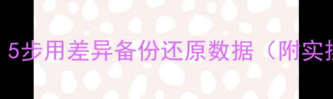 数据库恢复必看5步用差异备份还原数据附实操教程避坑指南