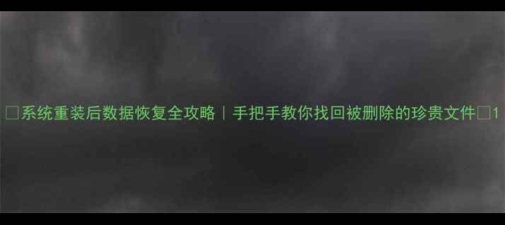 图片 📌系统重装后数据恢复全攻略｜手把手教你找回被删除的珍贵文件📁1