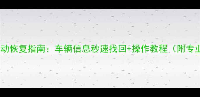 图片 📌路虎数据自动恢复指南：车辆信息秒速找回+操作教程（附专业工具推荐）1