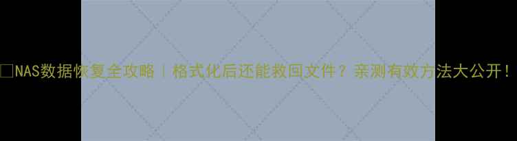 NAS数据恢复全攻略格式化后还能救回文件亲测有效方法大公开