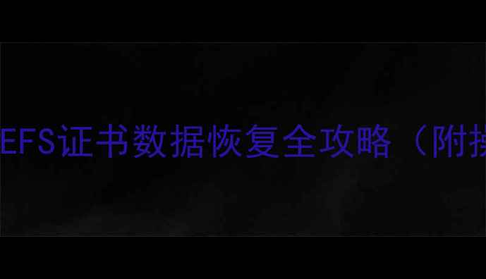 3步搞定EFS证书数据恢复全攻略附操作教程