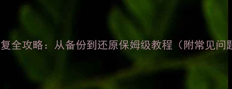 数据库恢复全攻略从备份到还原保姆级教程附常见问题解答