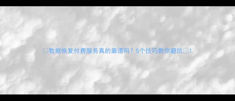 数据恢复付费服务真的靠谱吗5个技巧教你避坑