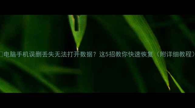 电脑手机误删丢失无法打开数据这5招教你快速恢复附详细教程