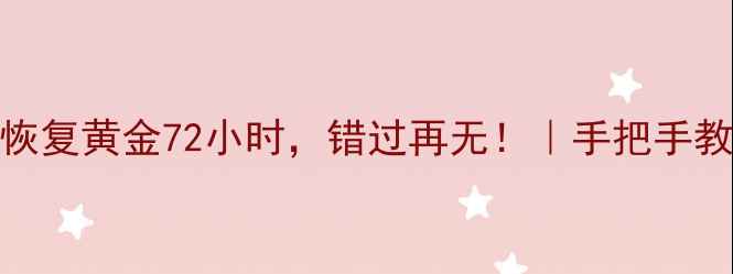 图片 📢紧急！U盘数据恢复黄金72小时，错过再无！｜手把手教你抢救重要文件1
