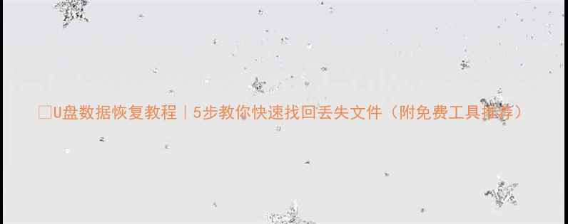 图片 📥U盘数据恢复教程｜5步教你快速找回丢失文件（附免费工具推荐）