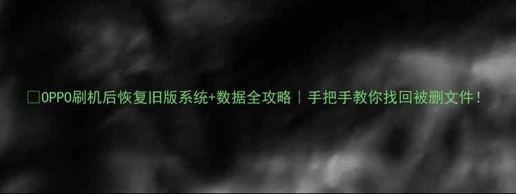 OPPO刷机后恢复旧版系统数据全攻略手把手教你找回被删文件