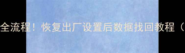 iPad浏览器数据恢复全流程恢复出厂设置后数据找回教程附详细步骤最新方法