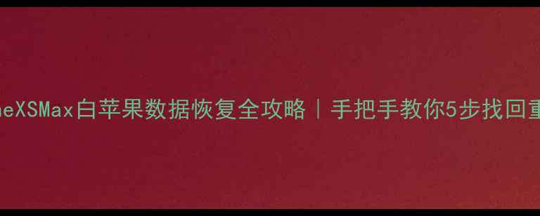 图片 📱iPhoneXSMax白苹果数据恢复全攻略｜手把手教你5步找回重要文件