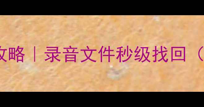 三星手机录音恢复全攻略录音文件秒级找回附免费工具避坑指南