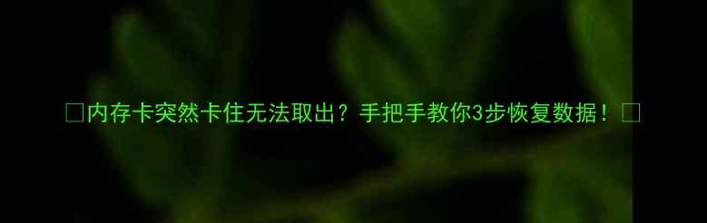 内存卡突然卡住无法取出手把手教你3步恢复数据