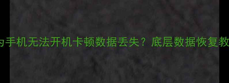 图片 📱华为手机无法开机卡顿数据丢失？底层数据恢复教程💾1