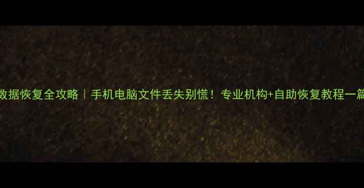 图片 📱合肥数据恢复全攻略｜手机电脑文件丢失别慌！专业机构+自助恢复教程一篇搞定🔥