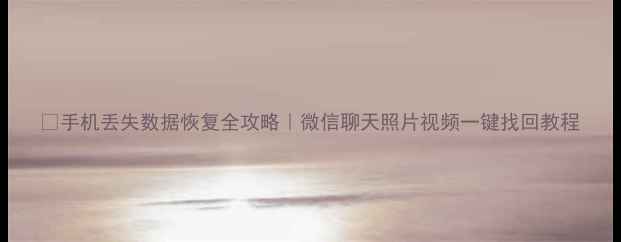 手机丢失数据恢复全攻略微信聊天照片视频一键找回教程