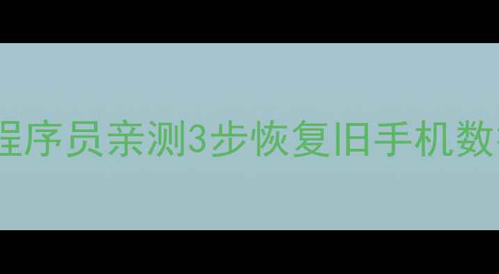 手机内存全清空程序员亲测3步恢复旧手机数据附免费工具包