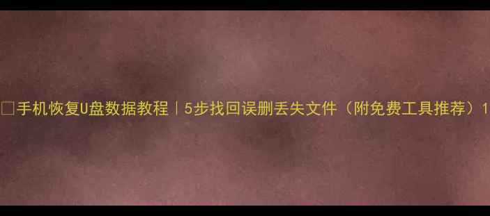 图片 📱手机恢复U盘数据教程｜5步找回误删丢失文件（附免费工具推荐）1
