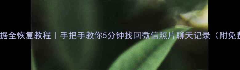 手机数据全恢复教程手把手教你5分钟找回微信照片聊天记录附免费工具