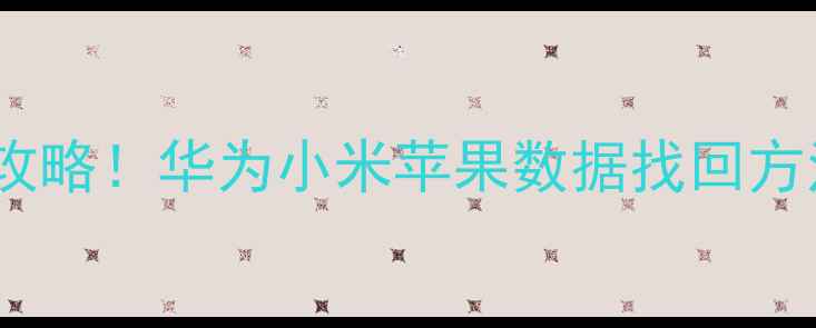 手机数据恢复全攻略华为小米苹果数据找回方法附免费教程