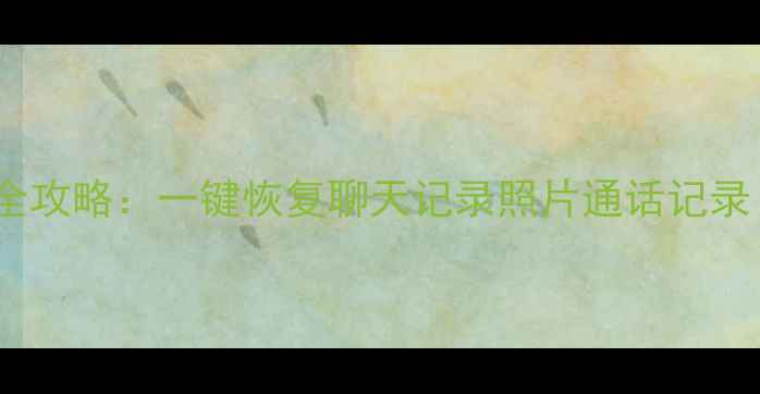 手机数据恢复全攻略一键恢复聊天记录照片通话记录附详细教程