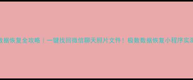 手机数据恢复全攻略一键找回微信聊天照片文件极数数据恢复小程序实测分享
