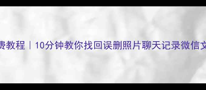 图片 📱手机数据恢复大师免费教程｜10分钟教你找回误删照片聊天记录微信文件（附内购破解方法）