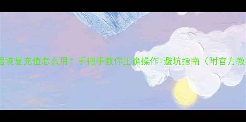 数据恢复充值怎么用手把手教你正确操作避坑指南附官方教程