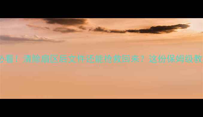 数据恢复必看清除扇区后文件还能抢救回来这份保姆级教程请收好