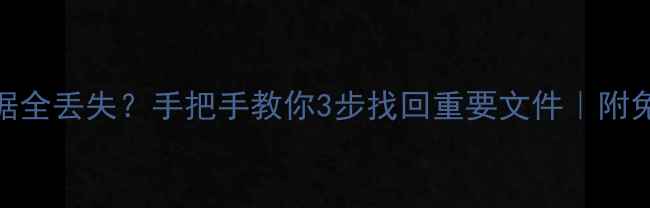 电脑系统盘数据全丢失手把手教你3步找回重要文件附免费恢复工具清单