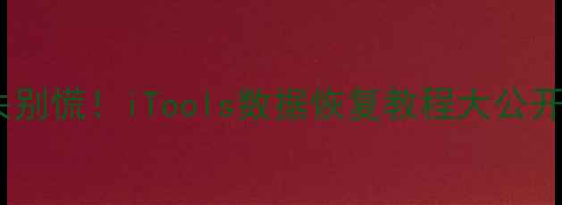 图片 📱💻手机电脑文件丢失别慌！iTools数据恢复教程大公开（附免费软件下载）1
