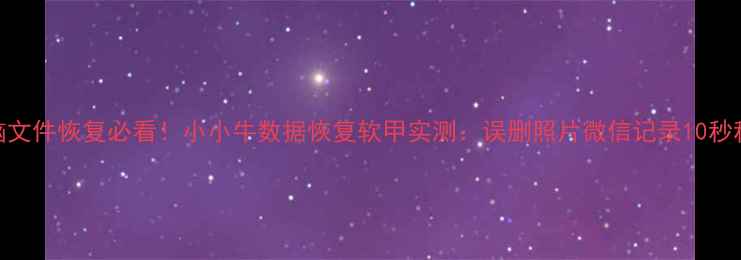 图片 📱💻电脑文件恢复必看！小小牛数据恢复软甲实测：误删照片微信记录10秒秒回血✨
