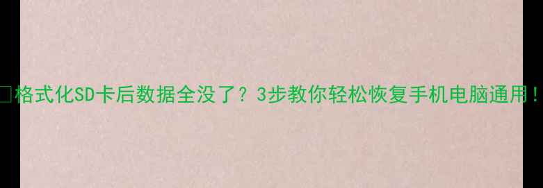 格式化SD卡后数据全没了3步教你轻松恢复手机电脑通用