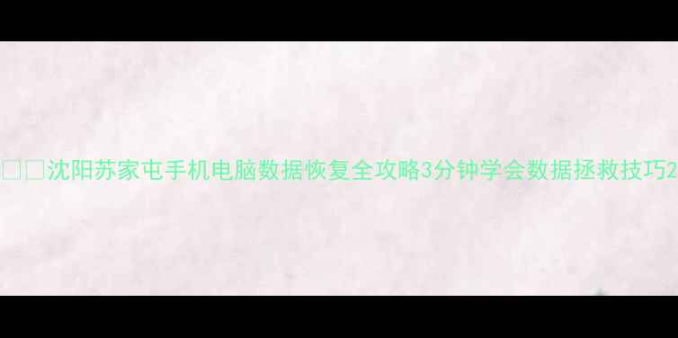 沈阳苏家屯手机电脑数据恢复全攻略3分钟学会数据拯救技巧