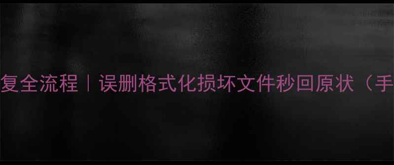 相机数据恢复全流程误删格式化损坏文件秒回原状手机相机通用