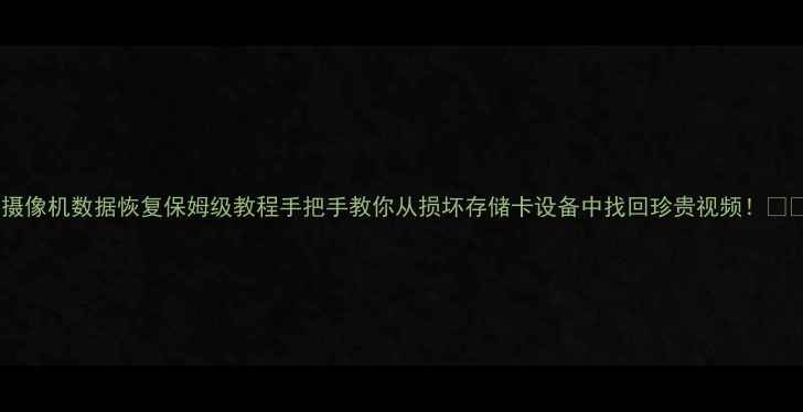 摄像机数据恢复保姆级教程手把手教你从损坏存储卡设备中找回珍贵视频