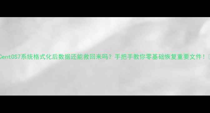 图片 🔥CentOS7系统格式化后数据还能救回来吗？手把手教你零基础恢复重要文件！💾1