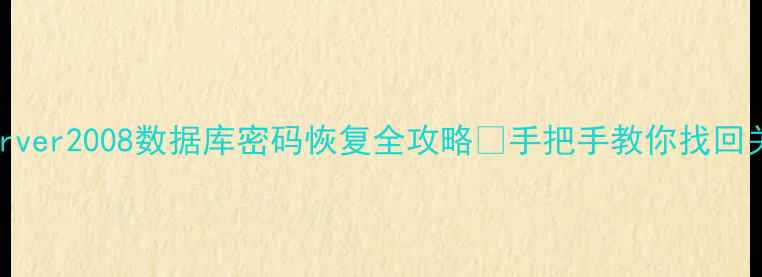 图片 🔥SQLServer2008数据库密码恢复全攻略✅手把手教你找回关键数据