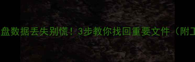 U盘启动盘数据丢失别慌3步教你找回重要文件附工具推荐