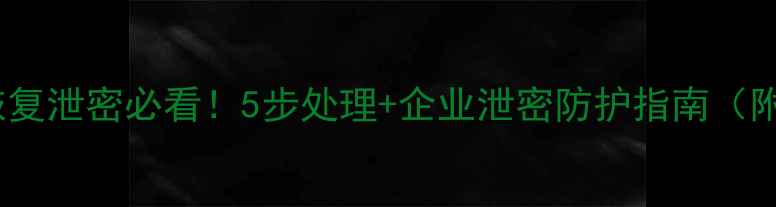 U盘数据恢复泄密必看5步处理企业泄密防护指南附工具推荐