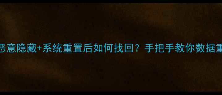 U盘数据被恶意隐藏系统重置后如何找回手把手教你数据重生术