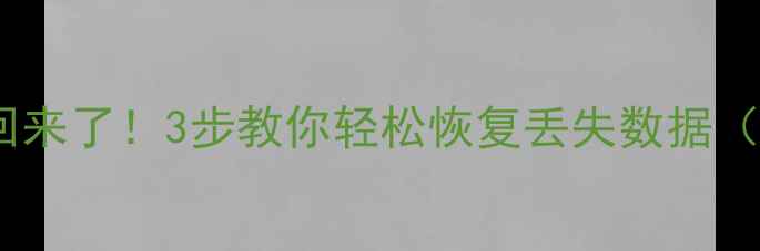 图片 🔥低格硬盘救回来了！3步教你轻松恢复丢失数据（附真实案例）1