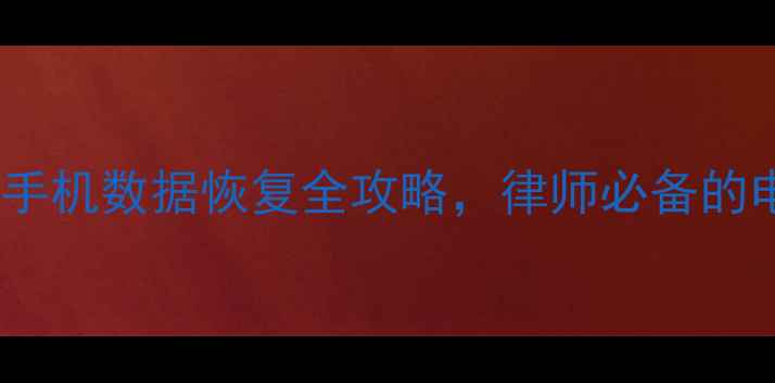 图片 🔥刑事辩护必看！手机数据恢复全攻略，律师必备的电子证据提取技巧2
