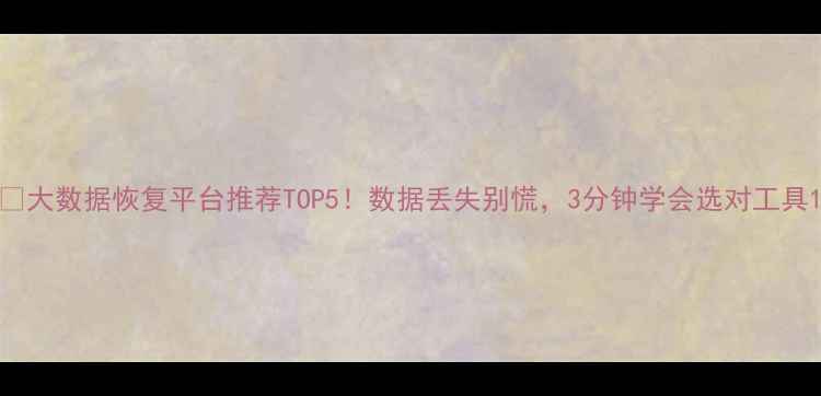 图片 🔥大数据恢复平台推荐TOP5！数据丢失别慌，3分钟学会选对工具1
