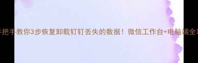 手把手教你3步恢复卸载钉钉丢失的数据微信工作台电脑端全攻略