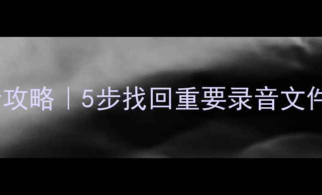 手机录音恢复全攻略5步找回重要录音文件附详细教程