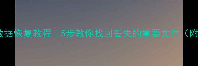 推荐硬盘数据恢复教程5步教你找回丢失的重要文件附实操案例