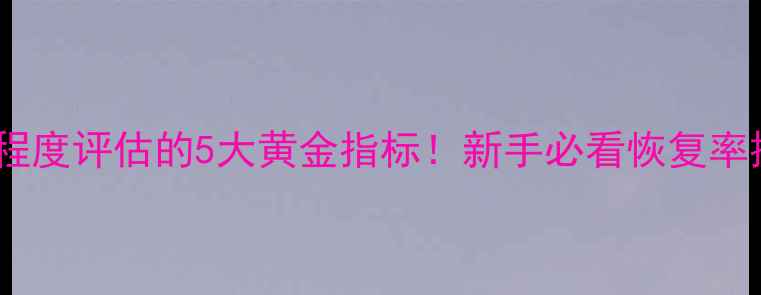数据恢复程度评估的5大黄金指标新手必看恢复率提升指南