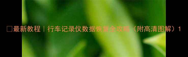 最新教程行车记录仪数据恢复全攻略附高清图解