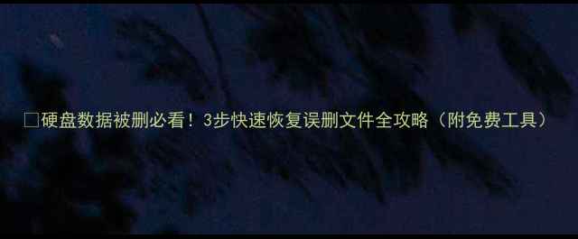 图片 🔥硬盘数据被删必看！3步快速恢复误删文件全攻略（附免费工具）