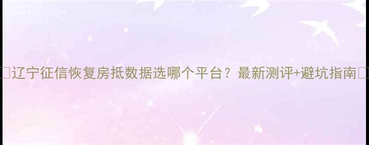 辽宁征信恢复房抵数据选哪个平台最新测评避坑指南