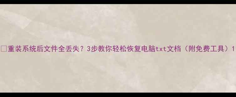 重装系统后文件全丢失3步教你轻松恢复电脑txt文档附免费工具